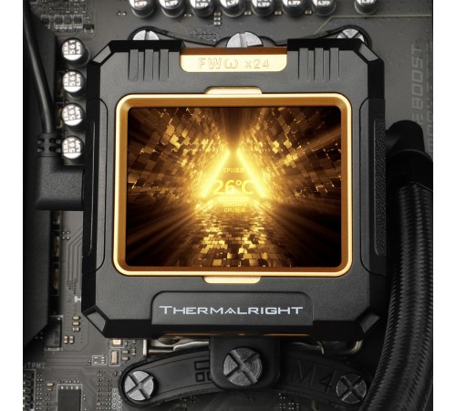 Водяное охлаждение для процессора/ Water Cooling System Thermalright Frozen Warframe 360 Black Argb (360mm, Black, ARGB/ Fans: 3x120mm, 70.84CFM, 29.8dBA, 2000RPM/ Pump height 60mm, 23dBA, 3000RPM, Rad thickness 27mm/ S: 1200, 1700, 1851, 2011, 2066, 115X