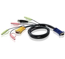 Кабель KVM  USB(тип А Male)+HDB15(Male)+2хАудио(Male) <-> SHDB15(Male)+2хАудио(Male) 3м черный/ CABLE HD15M/USBM/SP/SP-SPHD15M 3M