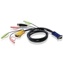 Кабель KVM  USB(тип А Male)+HDB15(Male)+2хАудио(Male) <-> SHDB15(Male)+2хАудио(Male) 3м черный/ CABLE HD15M/USBM/SP/SP-SPHD15M 3M