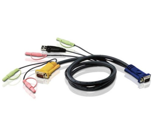 Кабель KVM  USB(тип А Male)+HDB15(Male)+2хАудио(Male) <-> SHDB15(Male)+2хАудио(Male) 3м черный/ CABLE HD15M/USBM/SP/SP-SPHD15M 3M