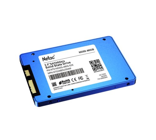 SSD накопитель Netac SSD N535S 480GB 2.5 SATAIII 3D NAND, 7mm, R/W up to 540/490MB/s, TBW 280TB, 5y wty SSD накопитель Netac SSD N535S 480GB 2.5 SATAIII 3D NAND, 7mm, R/W up to 540/490MB/s, TBW 280TB, 5y wty