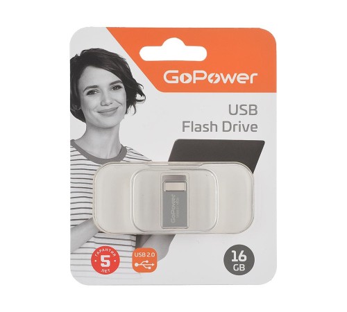 Флеш-накопитель/ Флеш-накопитель GoPower MINI 16GB USB2.0 металл серебряный (1/50/1000) Флеш-накопитель/ Флеш-накопитель GoPower MINI 16GB USB2.0 металл серебряный (1/50/1000)