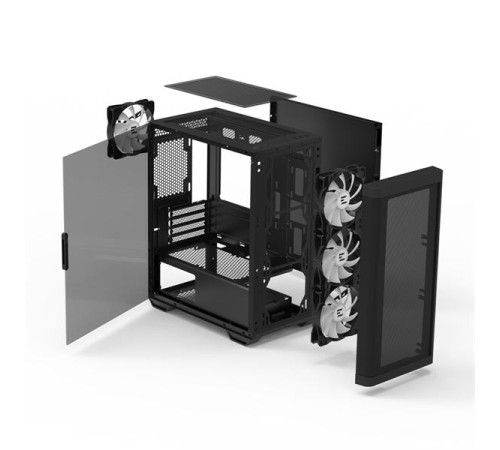 корпус ZALMAN M4, MATX, BLACK, WINDOW, 1xCombo (3.5'' or 2.5''), 1x3.5", 2x2.5", 1xUSB2.0, 2xUSB3.0, FRONT 3x120mm ARGB, REAR 1x120mm ARGB
