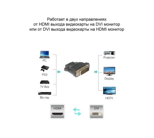 Переходник/ Переходник HDMI 19F <--> DVI-D 25M Aopen/Qust <ACA312>