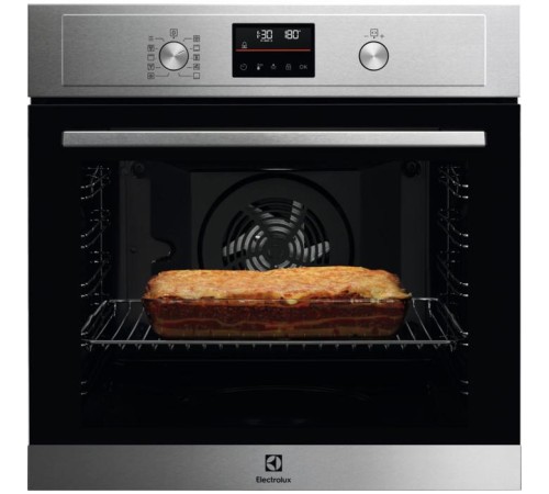 Встраиваемая электрическая духовка ELECTROLUX/ Электрический духовой шкаф с кольцевым нагревательным элементом SurroundCook, основной цвет - нержавеющая сталь c Anti Finger Print, утапливаемые переключатели, таймер отключения, отложенный старт, будильник,