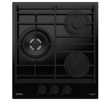Встраиваемая варочная панель KORTING/ Встраиваемая варочная панель KORTING, газ на стекле, 45 см, 3 конфорки, WOK, газ-контроль, электроподжиг, адаптер для кофейника, адаптер под сжиженный газ, жиклеры под сжиженный газ, цвет черное стекло