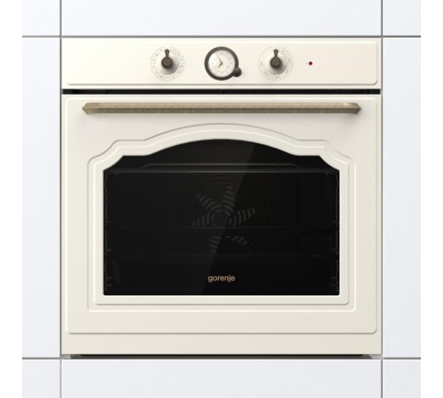 Встраиваемые электрические духовки GORENJE/ Духовой шкаф, Полезный объем: 77 л,электронный программатор с аналоговым дисплеем, очистка паром, A,максимальная температура в духовке: 300 °С, 59.7 × 59.5 × 56.4 см, цвет:бежевый