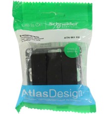 ATLASDESIGN 3-клавишный ВЫКЛЮЧАТЕЛЬ, сх.1+1+1, 10АХ, механизм, КАРБОН