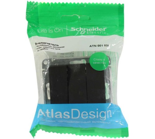 ATLASDESIGN 3-клавишный ВЫКЛЮЧАТЕЛЬ, сх.1+1+1, 10АХ, механизм, КАРБОН ATLASDESIGN 3-клавишный ВЫКЛЮЧАТЕЛЬ, сх.1+1+1, 10АХ, механизм, КАРБОН