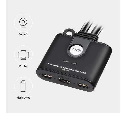 Переключатель/ 2-Port USB FHD HDMI Cable KVM Switch/ATEN/ 2-Port USB FHD HDMI Cable KVM Switch Переключатель/ 2-Port USB FHD HDMI Cable KVM Switch/ATEN/ 2-Port USB FHD HDMI Cable KVM Switch