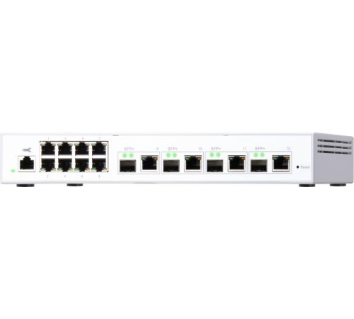 Коммутатор/ QNAP QSW-M408-4C 10 Gbps managed switch with 4 SFP + ports, combined with RJ-45, 8 1 Gbps RJ-45 ports, bandwidth up to 96 Gbps, JumboFrame support.