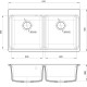 Кухонная мойка RIVELATO RIVELATO Мойка AXEL 90-2D 2-чаши 870*520мм, монтаж: врезной, материал: кварц, цвет: антрацит