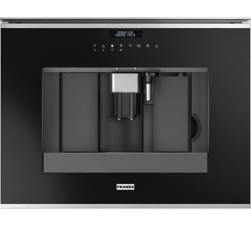 Встраиваемая кофемашина Franke FMY 45 CM XS/ Best, встраиваемая кофемашина, сенсорное управления, светодиодная подсветка зоны подачи кофе, LCD-дисплей на русском языке, 6 вариантов кофе, 5 уровней крепости напистка, возможность приготовления двух чашек од