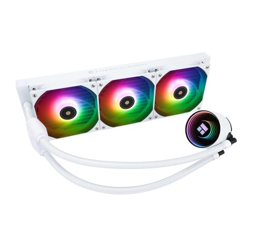 Водяное охлаждение для процессора/ Water Cooling System Thermalright Frozen Notte 360 White Argb V2 (360mm, White, ARGB/ Fans: 3x120mm, 72.37CFM, 27.7dBA, 2000RPM/ Pump height 54mm, 28dBA, 5300RPM, Rad thickness 27mm/ S: 1200, 1700, 1851, 2011, 2066, 115X