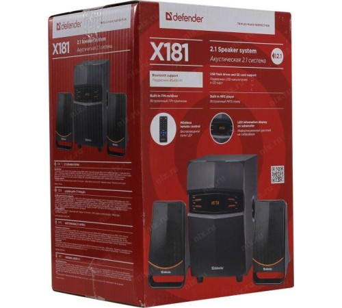 Defender Акустическая 2.1 система X181 18Вт, BT/FM/MP3/SD/USB/LED/RC
