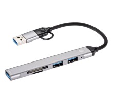 Адаптер/ Адаптер TypeC+adapter-->USB3.0+2USB2,0+SD+TF, VCOM <DH297>