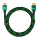 Greenconnect Кабель 0.5m HDMI версия 2.0, HDR 4:2:2, Ultra HD, 4K 60 fps 60Hz/5K*30Hz, 3D, AUDIO, 18.0 Гбит/с, 28/28 AWG, OD7.3mm, тройной экран, BICOLOR нейлон, AL корпус зеленый, GCR-51484