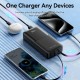 Power Bank Vention 20000mAh(Micro-USB/C/A/A) со встроенными кабелями 22.5W Чёрный с LED Дисплеем, шт.