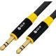 GCR Кабель 1.0m аудио jack 3.5mm/jack 3.5mm черный нейлон, GOLD, AL case черный, желтая окантовка, M/M, GCR-54244