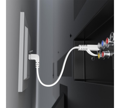 GCR Патч-корд PROF плоский 1.0m, UTP медь кат.6, белый, нижний угол, ethernet high speed 10 Гбит/с, RJ45, T568B