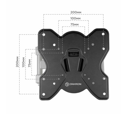 ONKRON кронштейн для телевизора 17"-43" наклонно-поворотный, чёрный NP23 ONKRON кронштейн для телевизора 17"-43" наклонно-поворотный, чёрный NP23