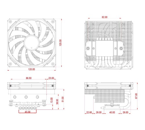 Кулер для процессора/ CPU Cooler ID-COOLING IS-67-XT WHITE (150W, 4-pin PWM, 67mm, Al/Cu, 6x6mm, 1x120mm, 67.58CFM, 32.3dBA, 2200RPM, S: 1851/1700/1200/115X, AM5/AM4, White) Кулер для процессора/ CPU Cooler ID-COOLING IS-67-XT WHITE (150W, 4-pin PWM, 67mm, Al/Cu, 6x6mm, 1x120mm, 67.58CFM, 32.3dBA, 2200RPM, S: 1851/1700/1200/115X, AM5/AM4, White)