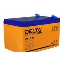 Батарея DELTA серия HR, HR 12-15, напряжение 12В, емкость 15Ач (разряд 20 часов),  макс. ток разряда (5 сек.) 200А, макс. ток заряда 4.5А, свинцово-кислотная типа AGM, клеммы F2, ДxШxВ 151х98х95мм., вес 4.6кг., срок службы 8 лет./ Battery DELTA series HR,