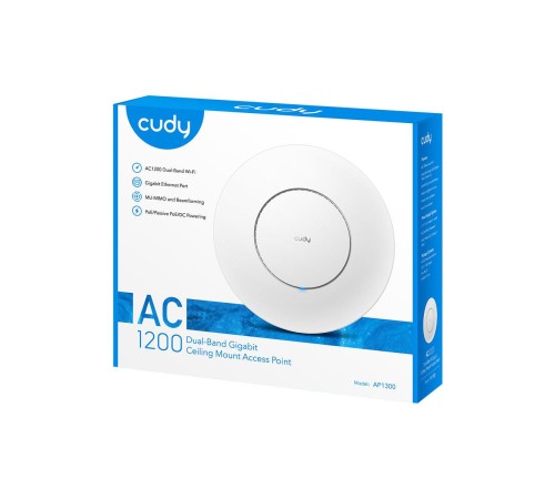 Точка доступа/ AC1200 Dual Band Gigabit Ceiling Mount Access Point, MT7621DAN+MT7613B+MT7603E, 867Mbps at 5GHz + 300Mbps at 2.4GHz, 1 x GbE RJ45 Port, Support 12V DC or 802.3af PoE or Passive PoE, Internal Antennas, 48V passive PoE adapter included, Cu Точка доступа/ AC1200 Dual Band Gigabit Ceiling Mount Access Point, MT7621DAN+MT7613B+MT7603E, 867Mbps at 5GHz + 300Mbps at 2.4GHz, 1 x GbE RJ45 Port, Support 12V DC or 802.3af PoE or Passive PoE, Internal Antennas, 48V passive PoE adapter included, Cu