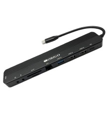 USB хаб ORIGO Док-станция USB-C, 1xUSB 3.0, 1xUSB-C/PD 3.0, 2xUSB 2.0, 1x1000Base-T, 1xHDMI, слот SD/TF/microSD