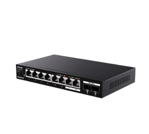 Коммутатор/ Tenda TEM2010X Коммутатор неуправляемый, 10 портов, RJ-45 8х2,5 Гбит/с, SFP+ 2х10 Гбит/с, настольный, металлический корпус