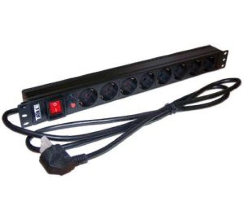 Блок розеток 19" 8 шт., 16A 250V, шнур питания 1.8 м Блок розеток 19" 8 шт., 16A 250V, шнур питания 1.8 м