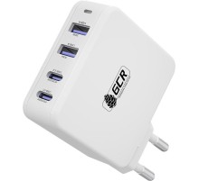GCR Сетевое зарядное устройство 100W, 2 USB + 2 TypeC, GaN Tech Quick Charger, PD 3.0, белый