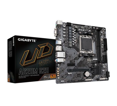 Материнская плата GIGABYTE A620M S2H, AM5, A620, 2*DDR5, 4*SATA, 1*M.2, 2*USB 3.2, 4*USB 2.0, 1*PCIx16, 1*PCIx1, DP+HDMI+D-Sub, mATX