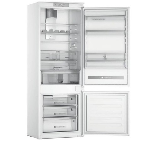 Встраиваемые холодильники Whirlpool 70 см, 193.5х54.3х69 см, 299/101 л, зона свежести, сенсорное управление, технология 6 SMYSL FreshControl, перенавешиваемые дверцы, скользящие направляющие, Италия