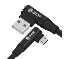 GCR Кабель PREMIUM 0.15m MicroUSB угловой для PowerBank, силикон белый, AL case черный, GCR-53908