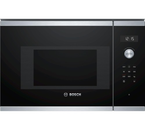 Встраиваемые микроволновые печи BOSCH Serie 6, Встраиваемая микроволновая печь, нержавеющая сталь, LED-дисплей, микроволны до 800 Вт, 5 ступеней мощности микроволн, утапливаемый переключатель, 7 автоматических программ, память на одну пользовательскую про