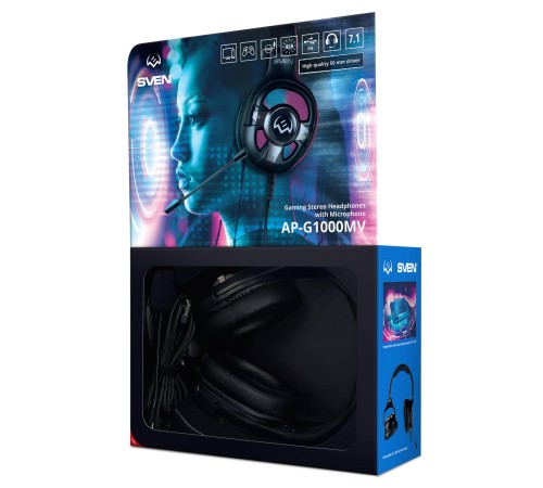 Игровые наушники с микрофоном SVEN AP-U1100MV, черный (USB, RGB, 7.1) Игровые наушники с микрофоном SVEN AP-U1100MV, черный (USB, RGB, 7.1)