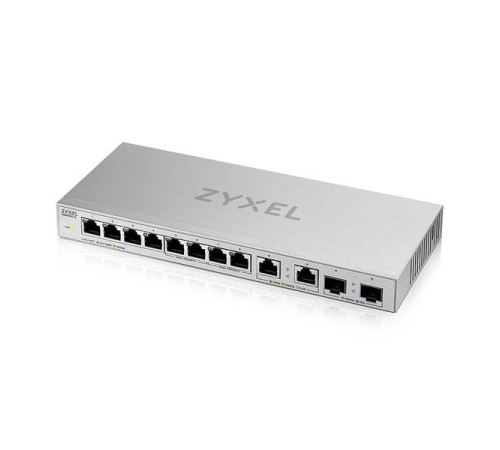 Коммутатор Коммутатор Zyxel XGS1010-12, 8xGE, 2x1/2,5GE, 2xSFP+, настольный, бесшумный