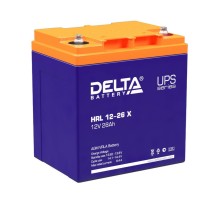 Батарея DELTA серия HRL-X, HRL 12-26 X, напряжение 12В, емкость 28Ач (разряд 10 часов),  макс. ток разряда (5 сек.) 310А, макс. ток заряда 7.8А, свинцово-кислотная типа AGM, клеммы под болт М5, ДxШxВ 165х125х175мм., вес 9.6кг., срок службы 12 лет./ Batter