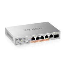 Коммутатор Мультигигабитный PoE++ коммутатор Zyxel XMG-105HP, 5xRJ-45: 1/2.5G (4 из них PoE++), 1xSFP+, настольный, бесшумный, бюджет PoE 70 Вт