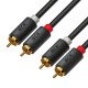 GCR Кабель 15.0m аудио 2 х RCA / 2 х RCA , GOLD, черный, GCR-53112