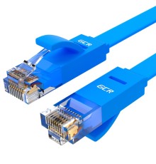 GCR Патч-корд PROF плоский прямой 15.0m, UTP медь кат.6, синий, 30 AWG, GCR-LNC621-15.0m ethernet high speed 10 Гбит/с, RJ45, T568B