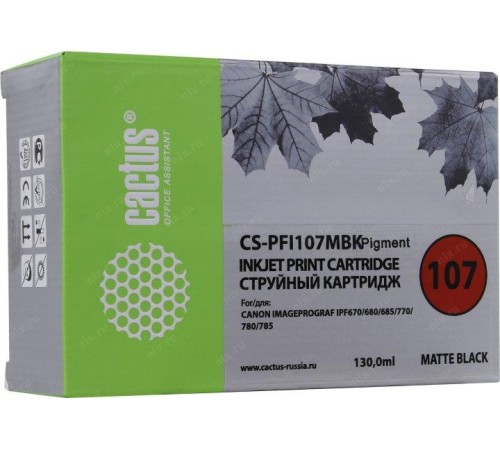 -/ Картридж струйный Cactus CS-PFI107MBK черный матовый (130мл) для Canon IP iPF670/iPF680/iPF685/iPF77