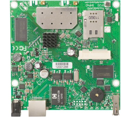 Точка доступа MikroTik RouterBOARD 912UAG with 600Mhz Atheros CPU, 64MB RAM, 1xGigabit LAN, USB, miniPCIe, built-in 5Ghz 802.11a/n 2x2 two chain wireless, 2xMMCX connectors, RouterOS L4