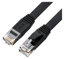 GCR Патч-корд PROF плоский прямой 2.0m, UTP медь кат.6, черный, 30 AWG, ethernet high speed 10 Гбит/с, RJ45, T568B, GCR-52861