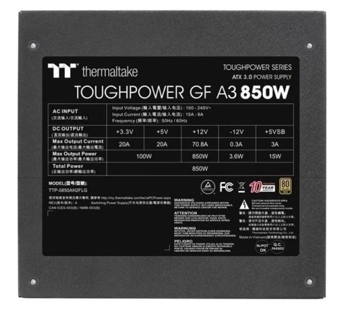 Блок питания Thermaltake Toughpower GF A3 Gen.5 850W / APFC / full CM / 80+ Gold