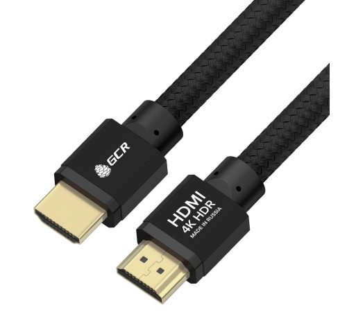 GCR Кабель PROF 5.0m HDMI 2.0, черный ECO Soft капрон, AL корпус черный, HDR 4:4:4, Ultra HD, 4K 60Hz/5K*30Hz, 3D, 18.0 Гбит/с, 28AWG, GCR-54988