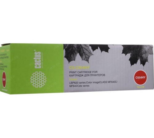 -/ Картридж лазерный Cactus CS-C054HY 054 H Y желтый (2300стр.) для Canon LBP 621Cw/623Cdw/641Cw/643Cdw