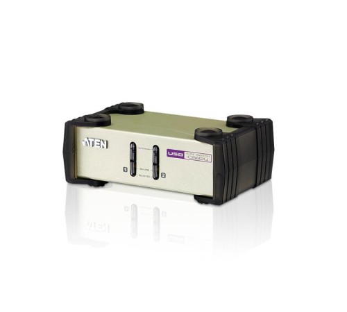 2-x порт. переключатель, электрон., KVM,  1 user PS2/USB+VGA =>  2 cpu PS2/USB+VGA, со шнурами PS2/USB 2х1.2м., 2048x1536, настол., без OSD, некаскад./ CUBIQ 2 PORT USB & PS/2 KVM SWITCH