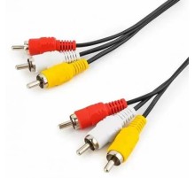 Кабель/ Кабель GoPower 3xRCA (m)-3xRCA (m) 5.0м ПВХ черный в пакете (1/50)